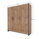 Szekrény, háromajtós, wotan tölgy/fekete, AMONI 3D