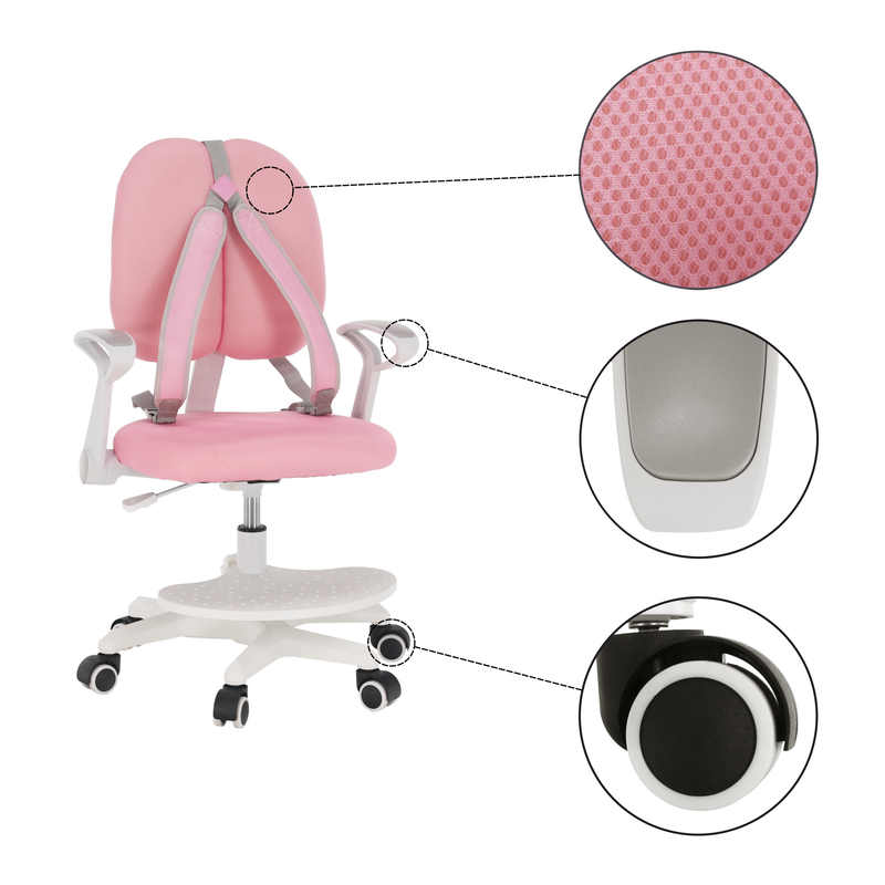 Növekvő szék alappal és pántokkal, rózsaszín/fehér, ANAIS