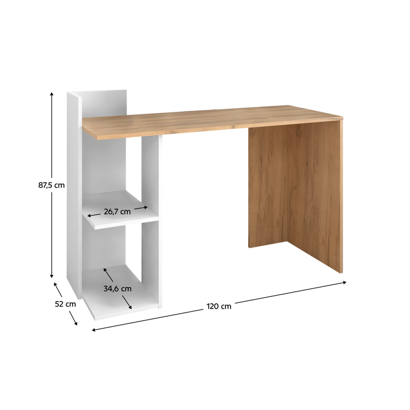 Számítógépasztal, artisan tölgy/fehér, ANDREO NEW