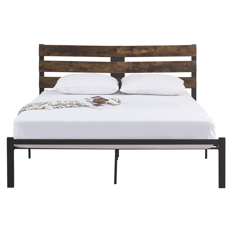 Franciaágy ráccsal, rusztikus tölgy/fém, 180x200, ANEYA