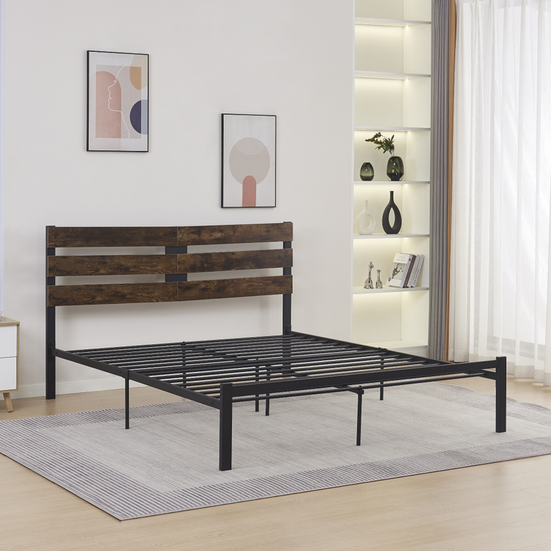 Franciaágy ráccsal, rusztikus tölgy/fém, 160x200, ANEYA