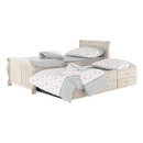 Ágy pótággyal, antik fehér, 90x200, ANTIKO