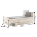 Ágy pótággyal, antik fehér, 90x200, ANTIKO