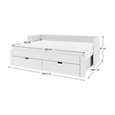 Kihúzható ágy, fehér, 90/180x200, ANTONY