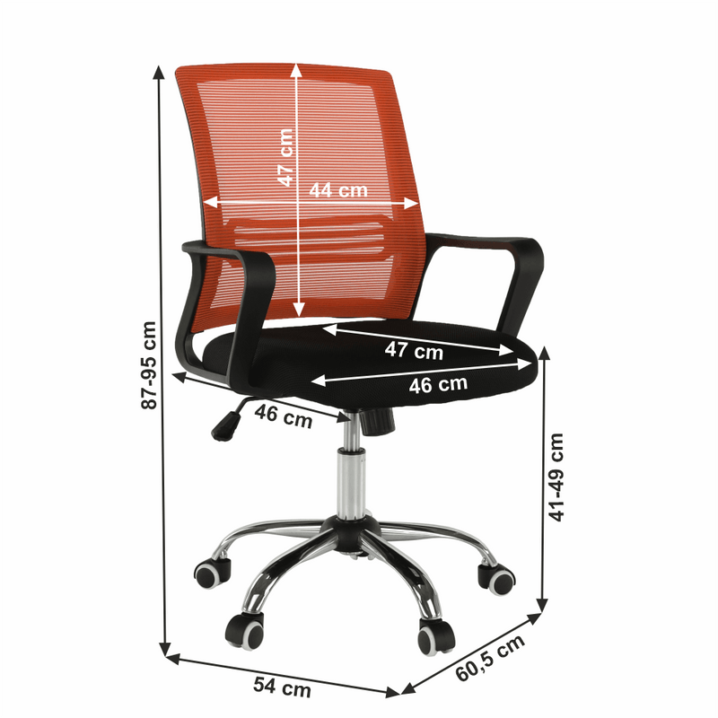 Irodai szék, hálószövet narancs/szövet fekete, APOLO NEW