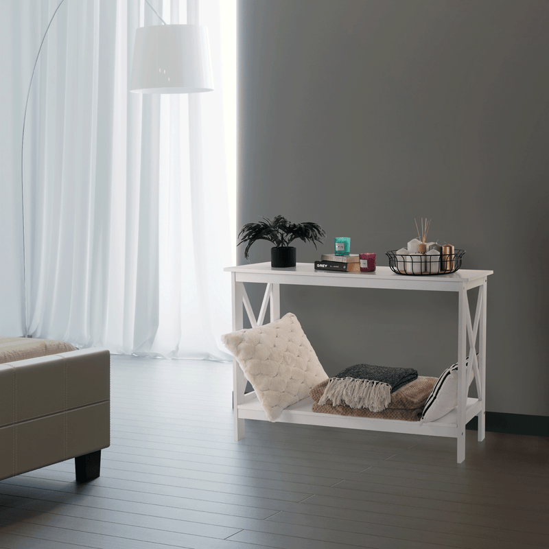 Konzolasztal, fehér, APOLOS