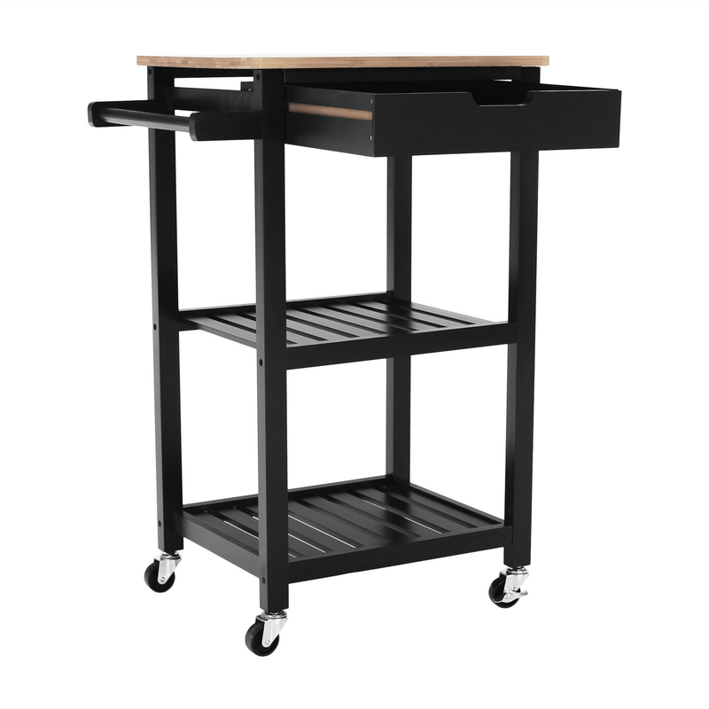 Tálalókocsi, természetes/fekete, ARETE