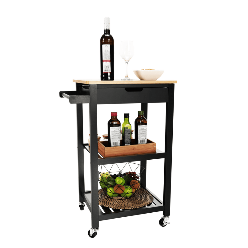 Tálalókocsi, természetes/fekete, ARETE