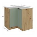 Alsó sarokszekrény, aquamarine/artisan tölgy, ARSANY 90x90 DN 2F BB