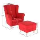 Fotel + puff, piros, ASTRID