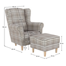 Füles fotel puffal, barna karo, ASTRID