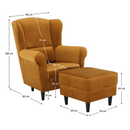 Füles fotel puffal, szövet mustár, ASTRID