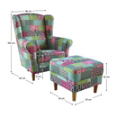 füles fotel puffal, szövet patchwork M1, ASTRID