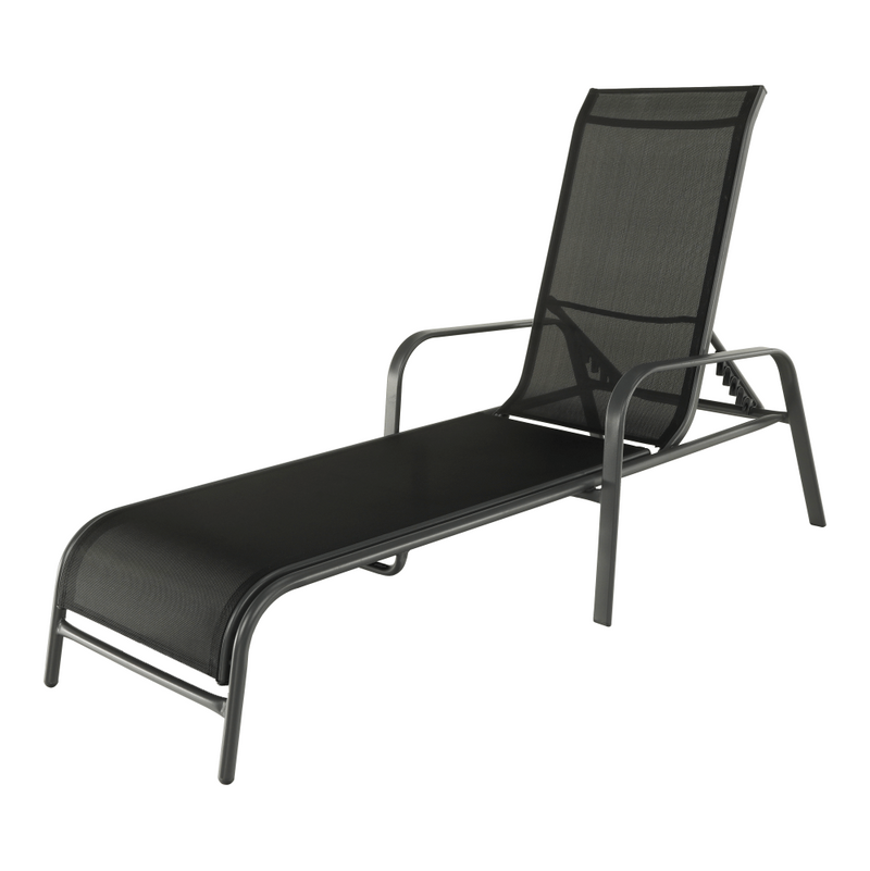 Rakásolható állítható kerti szék, fekete/szürke, ATREO