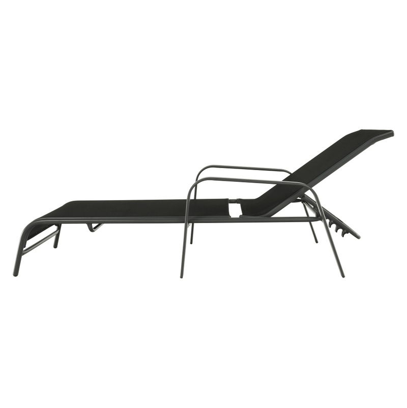 Rakásolható állítható kerti szék, fekete/szürke, ATREO