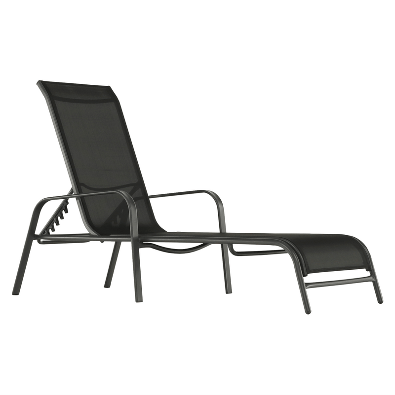 Rakásolható állítható kerti szék, fekete/szürke, ATREO