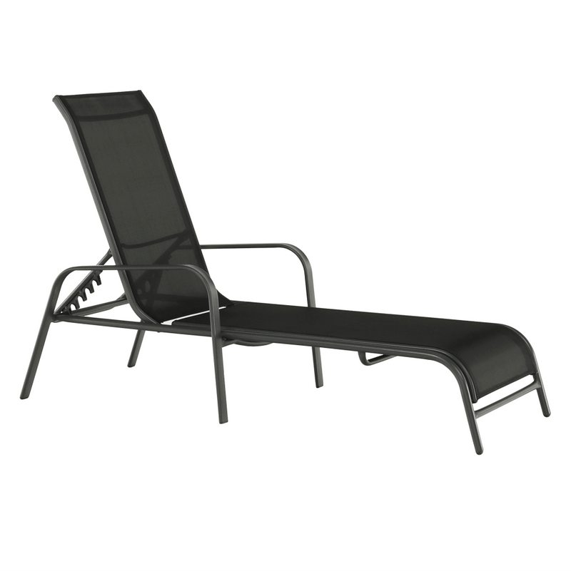 Rakásolható állítható kerti szék, fekete/szürke, ATREO