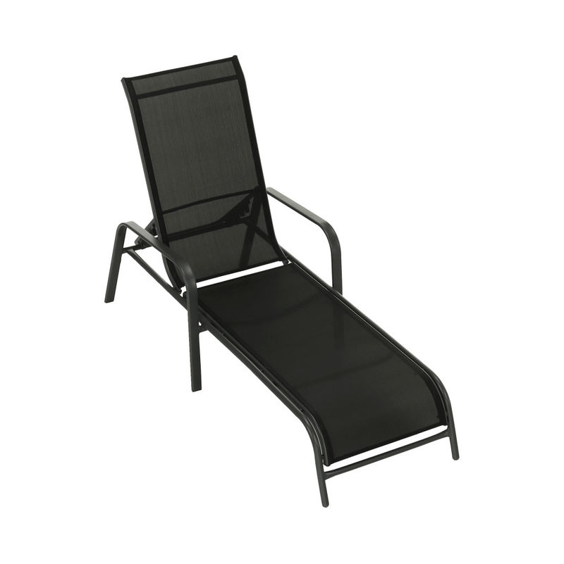 Rakásolható állítható kerti szék, fekete/szürke, ATREO