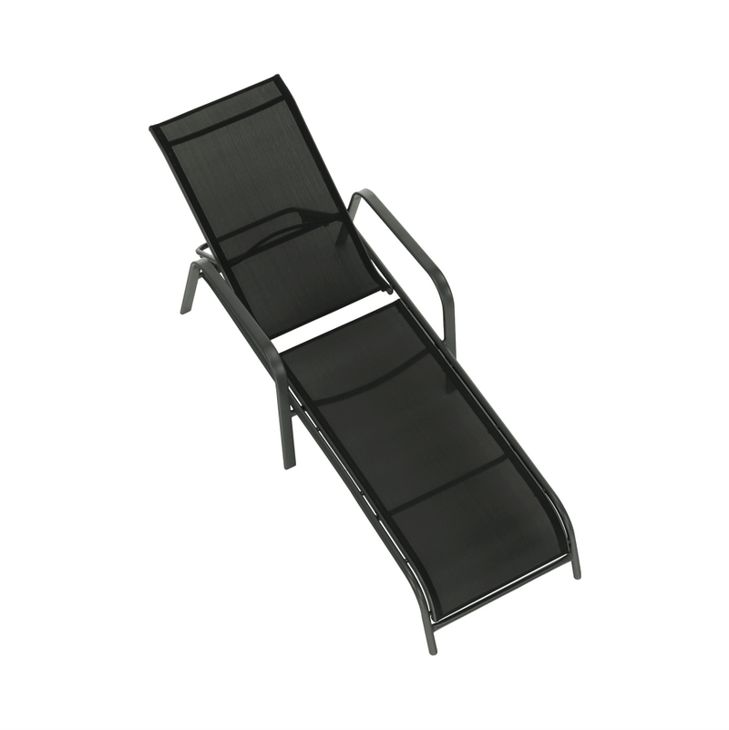 Rakásolható állítható kerti szék, fekete/szürke, ATREO