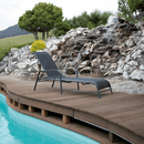 Rakásolható állítható kerti szék, fekete/szürke, ATREO