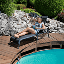 Rakásolható állítható kerti szék, fekete/szürke, ATREO