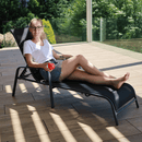 Rakásolható állítható kerti szék, fekete/szürke, ATREO