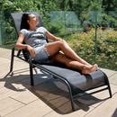 Rakásolható állítható kerti szék, fekete/szürke, ATREO