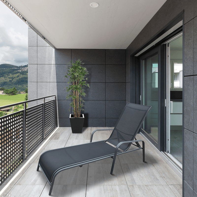 Rakásolható állítható kerti szék, fekete/szürke, ATREO