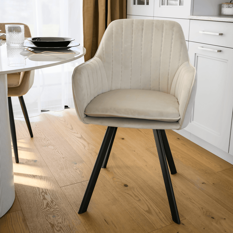 Design fotel, bézses szürke Velvet szövet, AURIL