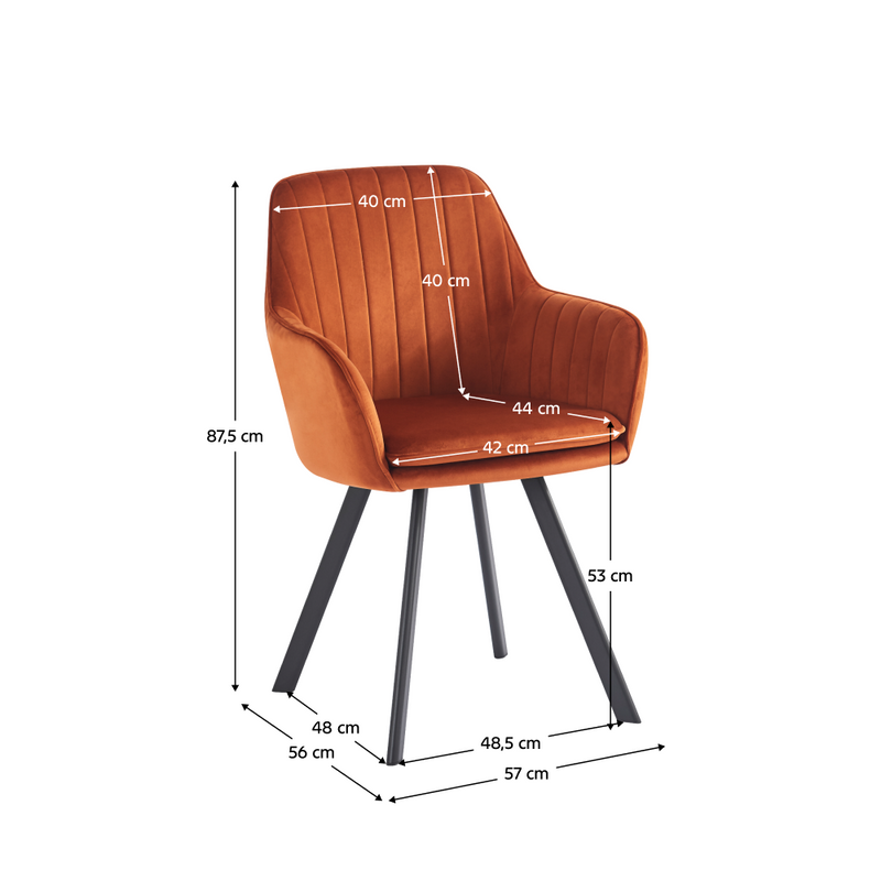 Design fotel, terrakotta Velvet szövet, AURIL