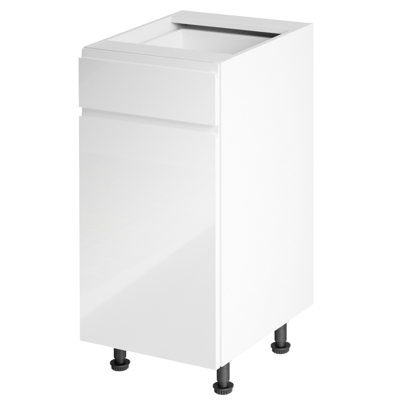 Alsószekrény, fehér/fehér extra magasfényű, balos, AURORA D40S1