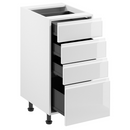 Alsószekrény, fehér/fehér extra magasfényű HG, AURORA D40S4