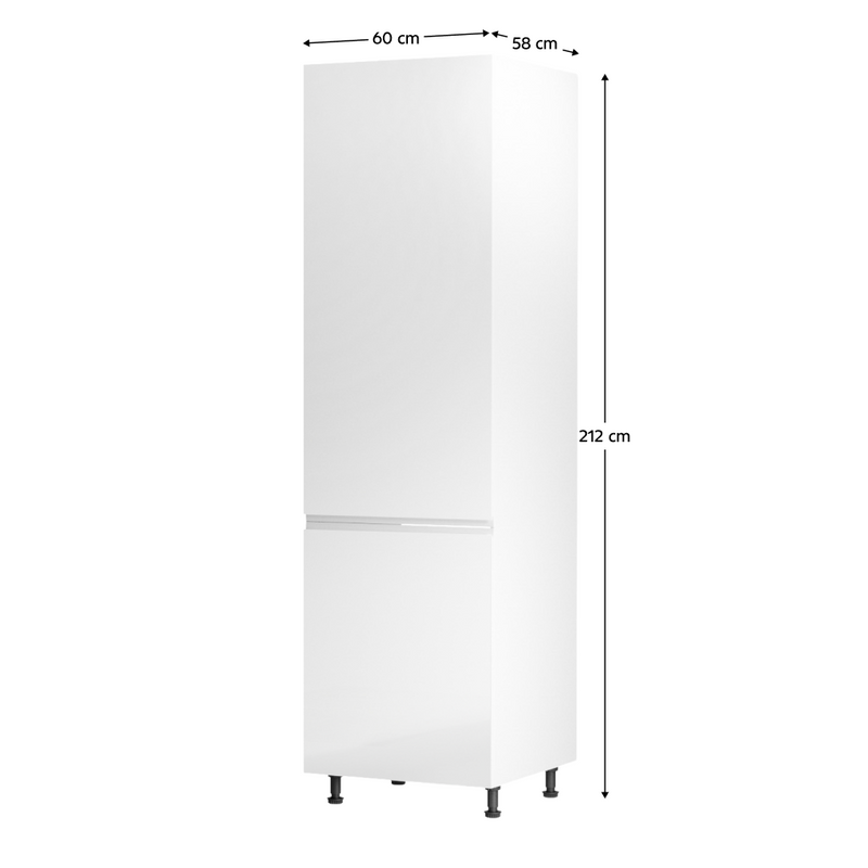 Hűtő beépítő szekrény, fehér/fehér extra magasfényű, balos, AURORA D60ZL