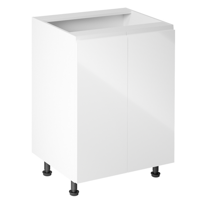 Alsószekrény, fehér/fehér extra magasfényű, AURORA D602F