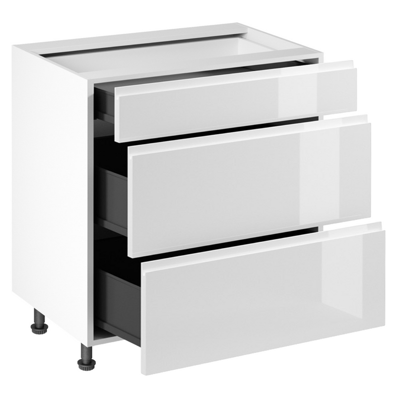 Alsószekrény, fehér/fehér extra magasfényű HG, AURORA D80S3