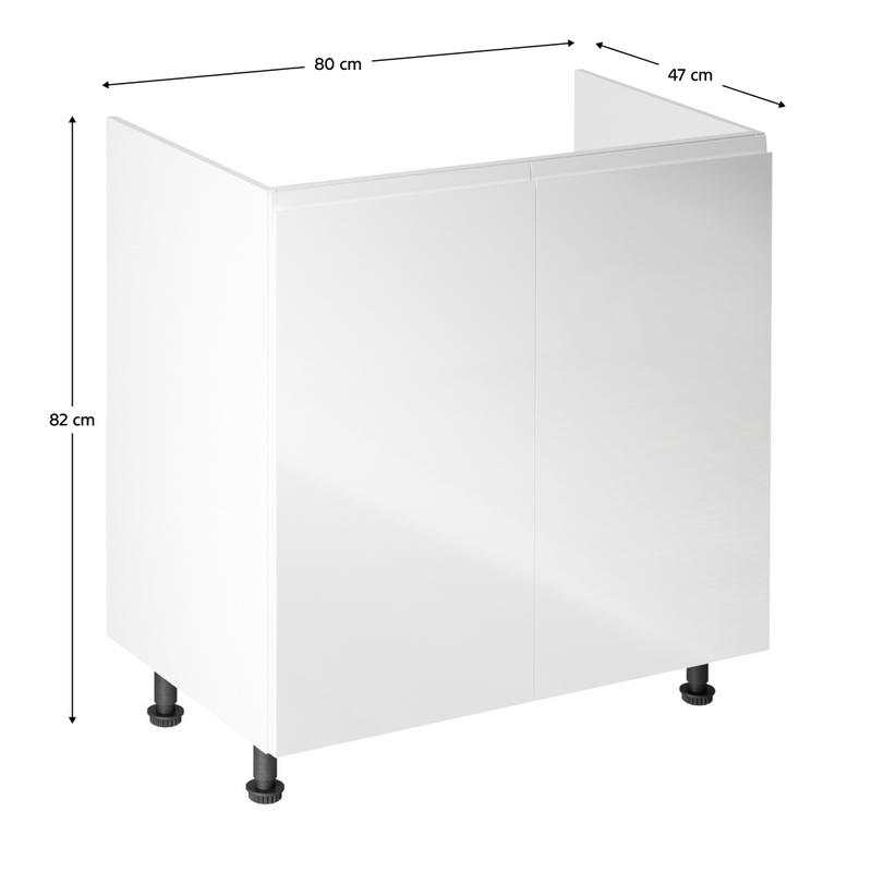 Mosogatószekrény, fehér/fehér extra magasfényű, AURORA D80Z