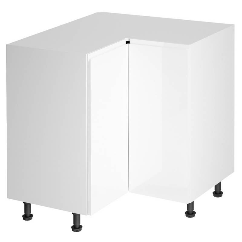 Alsó sarokszekrény, fehér/fehér extra magasfényű, AURORA D90N