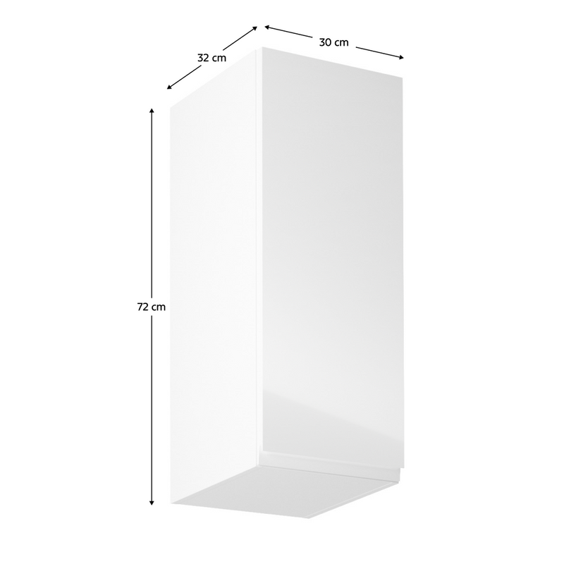 Felsőszekrény, fehér/fehér extra magasfényű, jobbos, AURORA G30