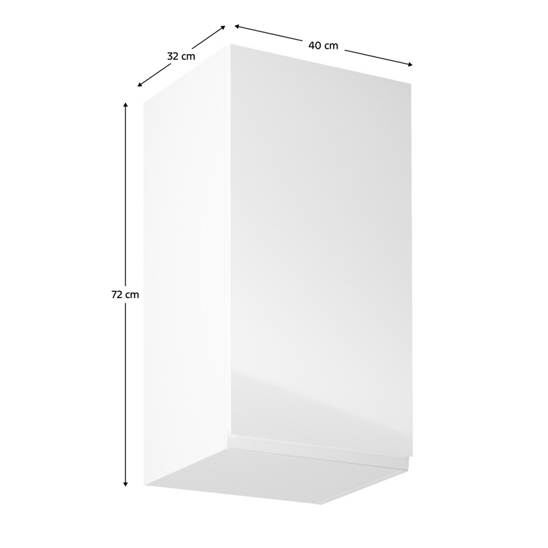 Felsőszekrény, fehér/fehér extra magasfényű, jobbos, AURORA G40