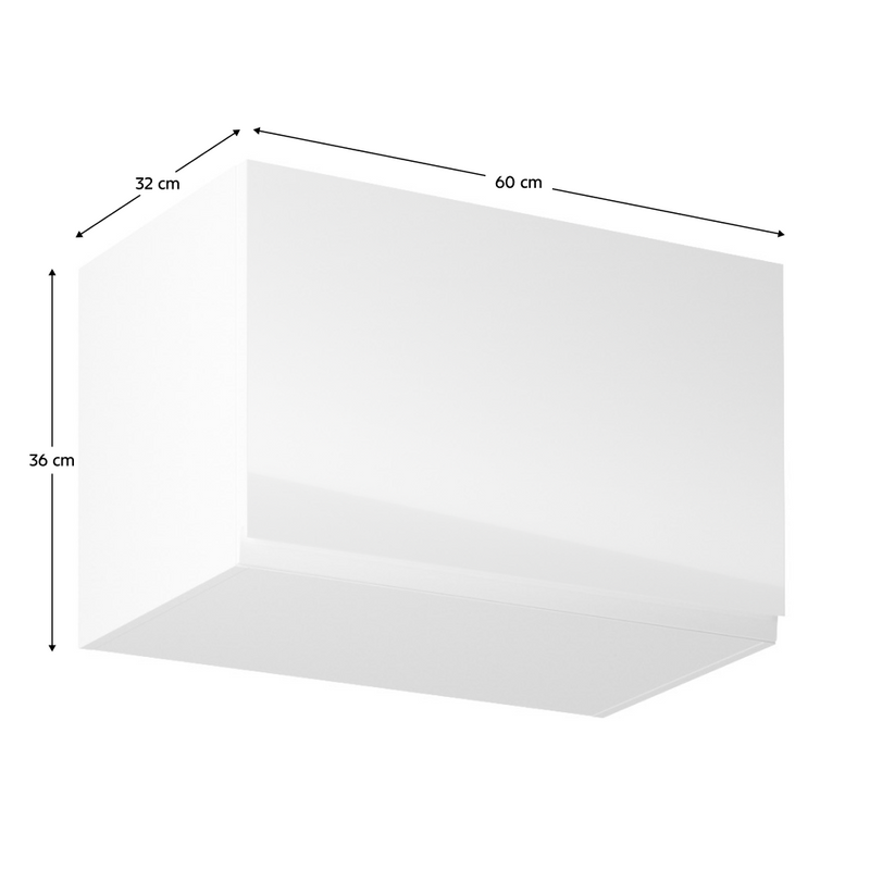 Felsőszekrény, fehér/fehér extra magasfényű, AURORA G60KN