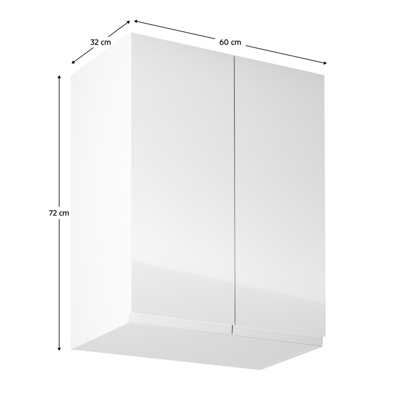 Felsőszekrény, fehér/fehér extra magasfényű, AURORA G602F