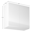 Felsőszekrény, fehér/fehér extra magasfényű, AURORA G80