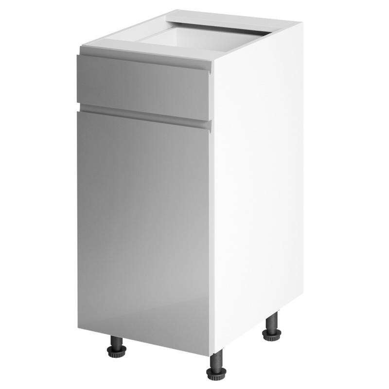 Alsószekrény, fehér/szürke extra magasfényű HG, AURORA D40S1