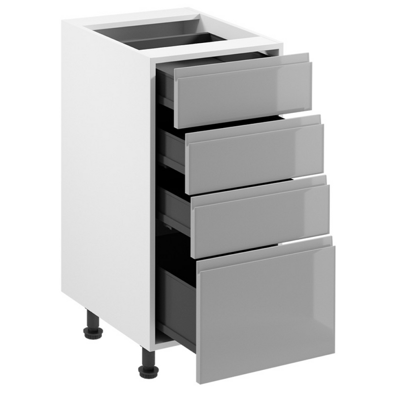 Alsószekrény, fehér/szürke extra magasfényű HG, AURORA D40S4