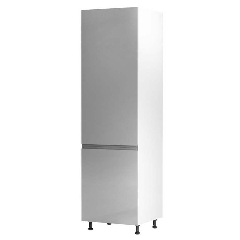 Hűtőgép szekrény, fehér/szürke extra magasfényű, balos, AURORA D60R