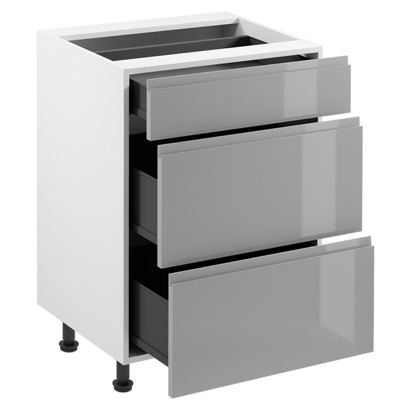 Alsószekrény, fehér/szürke extra magasfényű HG, AURORA D60S3
