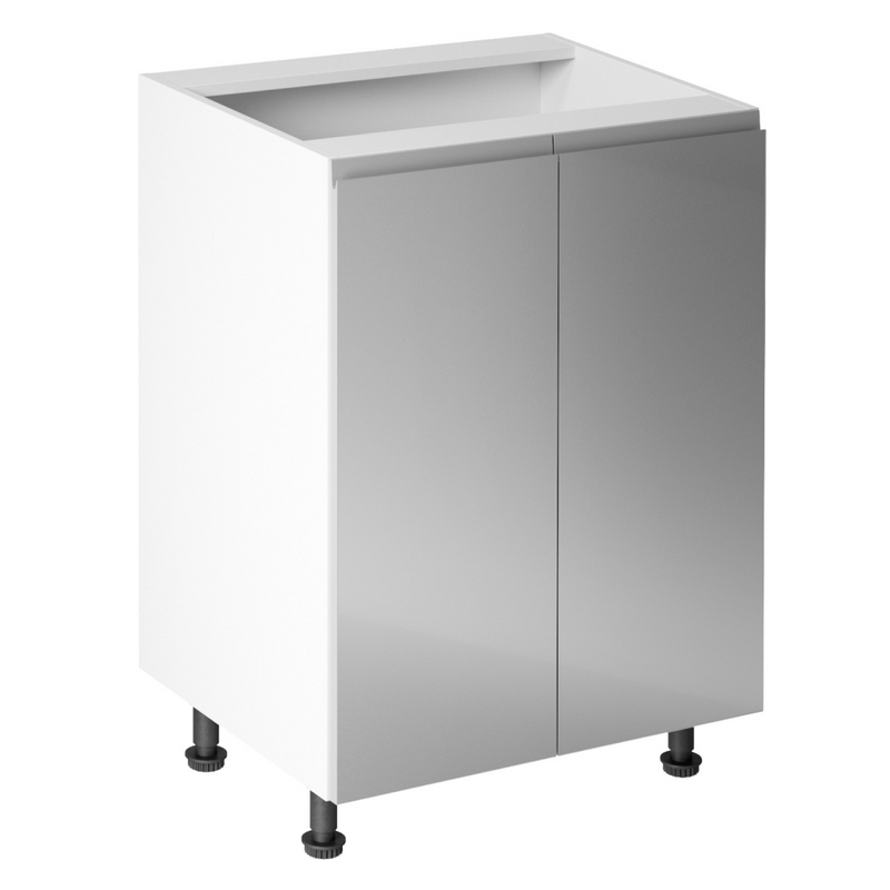 Alsószekrény, fehér/szürke extra magasfényű, AURORA D602F