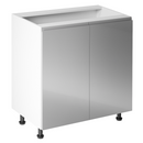 Alsószekrény, fehér/szürke extra magasfényű, AURORA D80