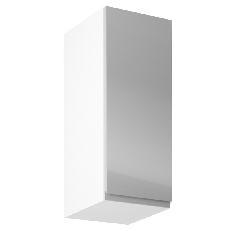 Felsőszekrény, fehér/szürke extra magasfényű, jobbos, AURORA G30