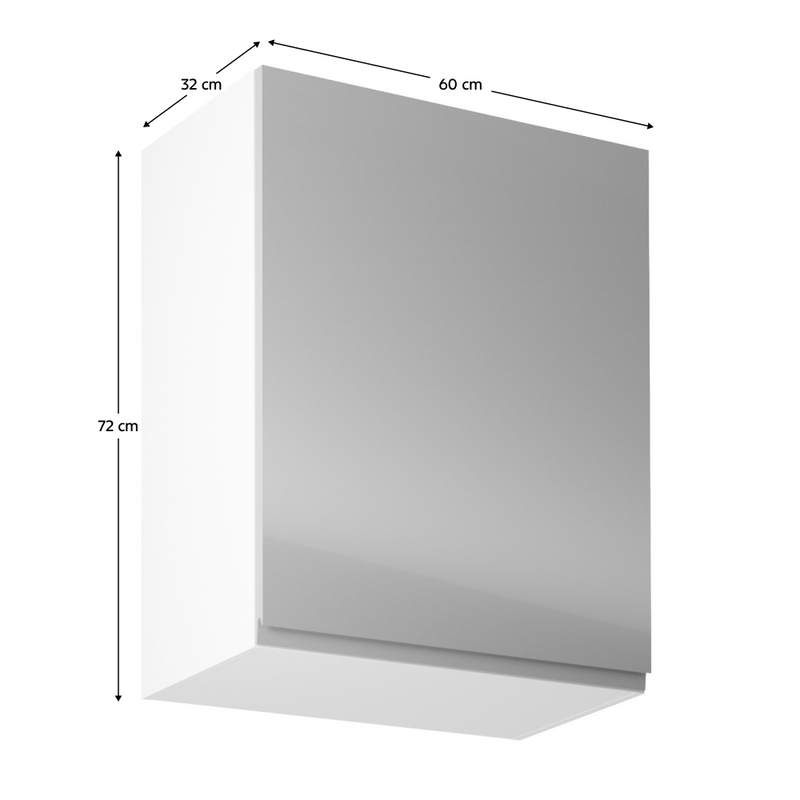 Felsőszekrény, fehér/szürke extra magasfényű, jobbos, AURORA G601F